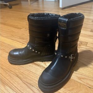 Valentino Garavani Black Studded Winter Boots